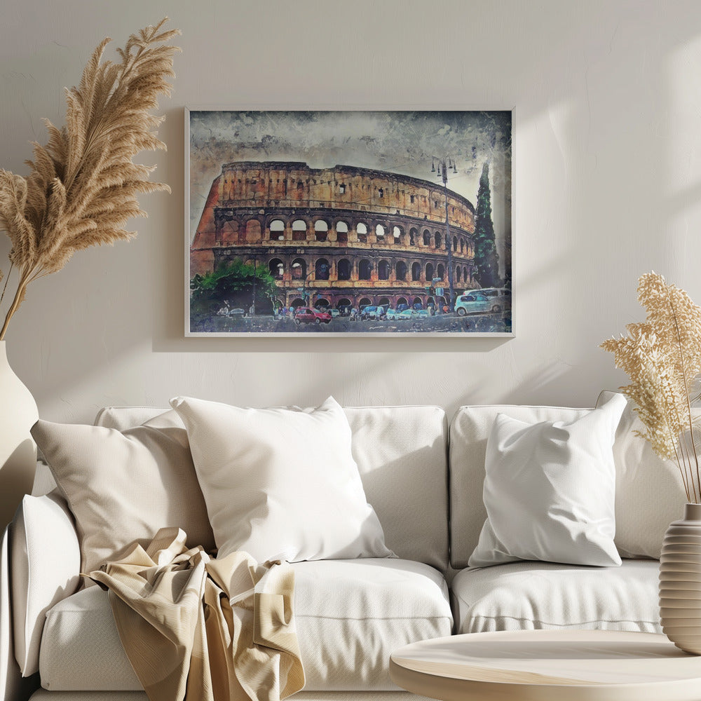 Rome Italy Colosseum Watercolor Art (2) - Poster / Art Print