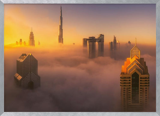 Dubai foggy sunrise in the city A738873 - Poster / Art Print