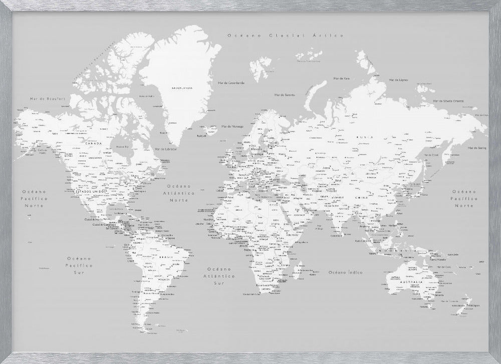 Hart World Map in Spanish - Poster / Art Print