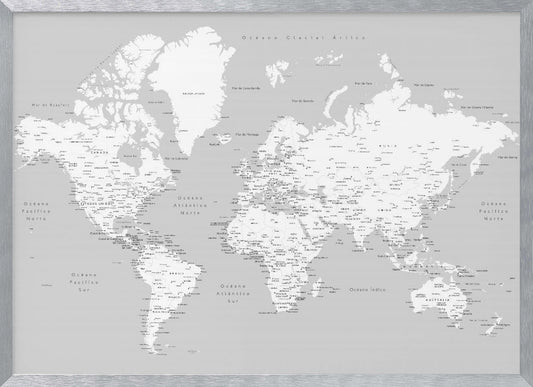 Hart världskarta på spanska - Poster / Art Print