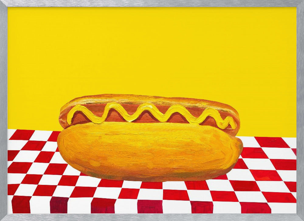 Hot Dog With Mustard Red Check Yellow - Poster / Art Print