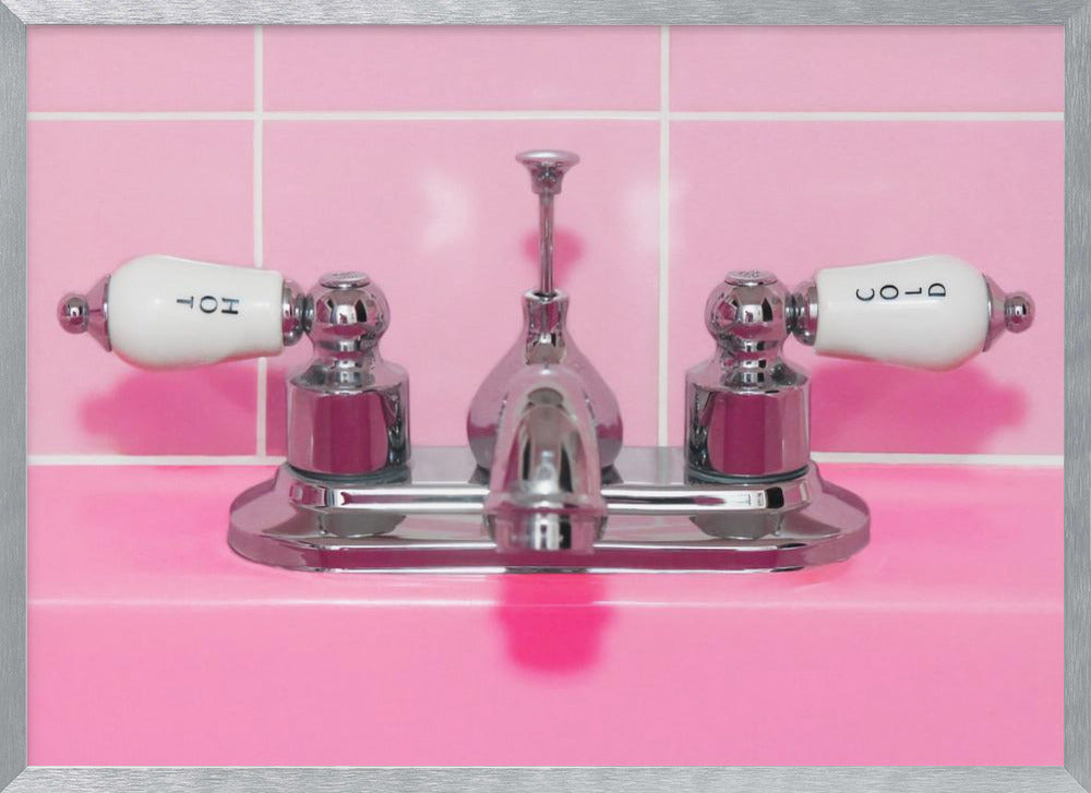 Retro Pink Sink Faucet - Poster / Art Print