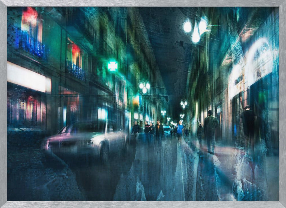 Night in the alleys of Barcelona - Poster / Art Print