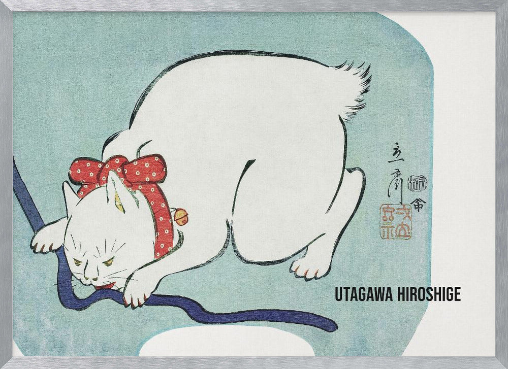 Japanese White Cat (1863) Vintage Woodblock Print - Poster / Art Print