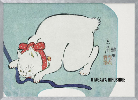 Japanese White Cat (1863) Vintage Woodblock Print - Poster / Art Print
