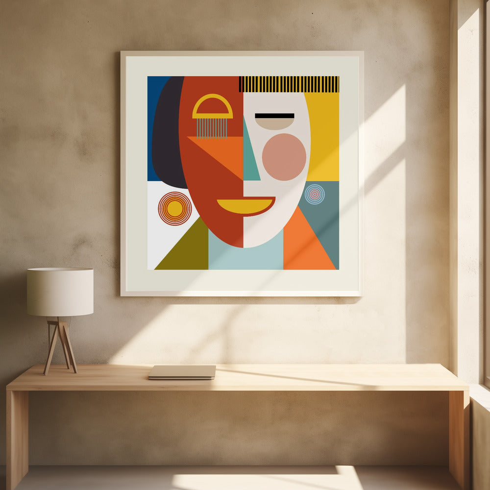 Faces Stripes Minimal Copy - Poster / Art Print