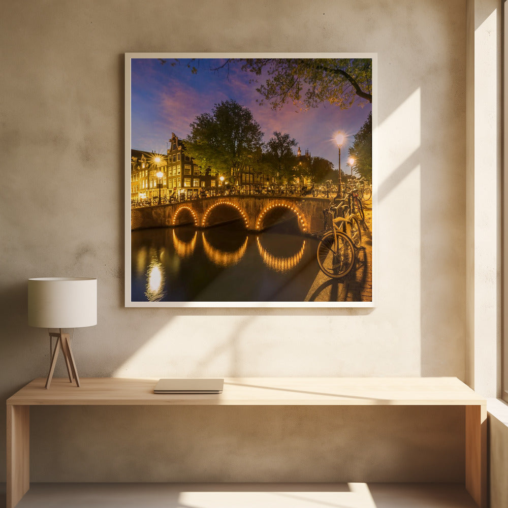 AMSTERDAM Idyllic nightscape from Keizersgracht - Poster / Art Print