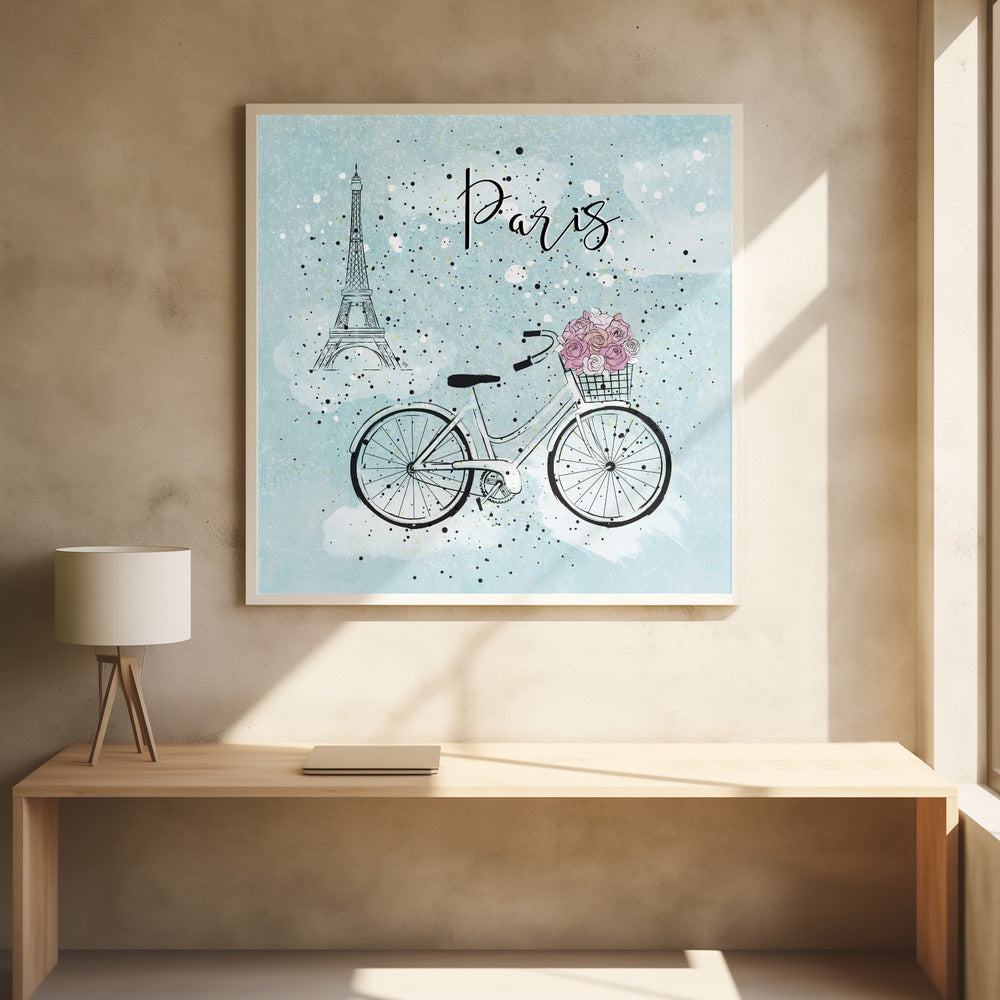 Blue Paris Bike - Poster / Art Print