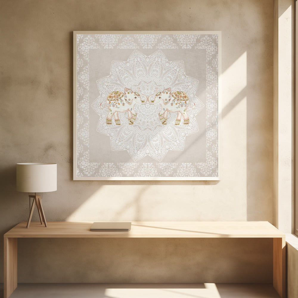 Indian Elephants Mandala - Poster / Art Print
