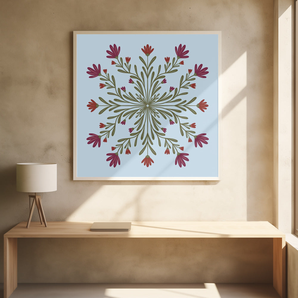 Symmetrical Floral Pattern - Poster / Art Print