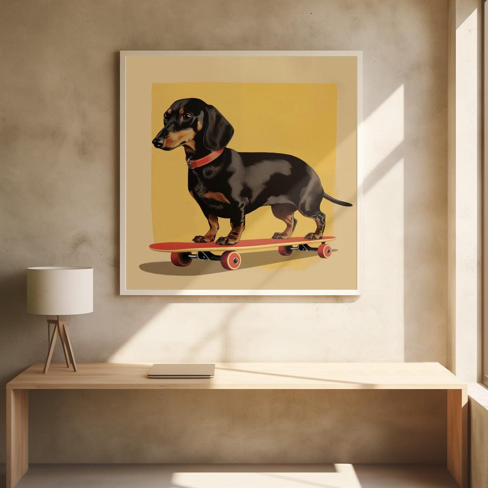 Dachshund Skater - Poster / Art Print