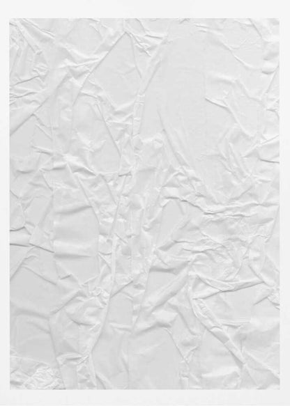 Abstract black and white art print of a crumpled piece of paper, creating a textured surface.