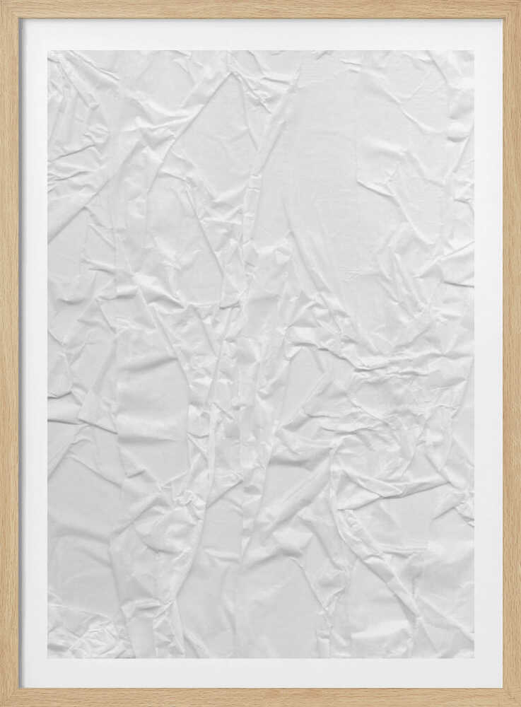 Abstract black and white art print of a crumpled piece of paper, creating a textured surface.