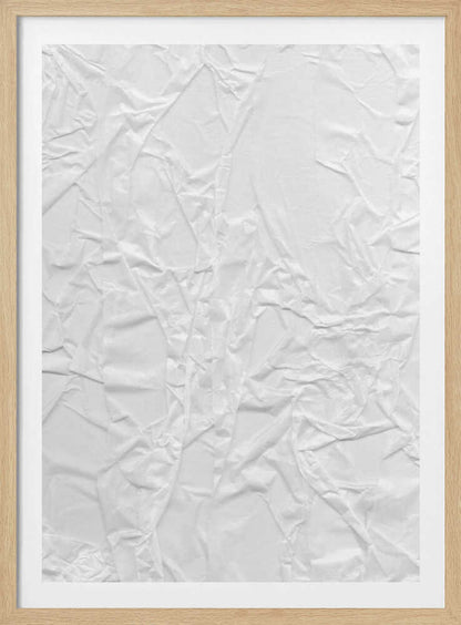 Abstract black and white art print of a crumpled piece of paper, creating a textured surface.