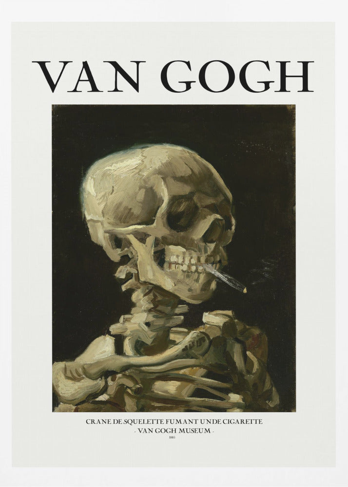 Head of a skeleton with a burning cigarette - Poster / Art Print