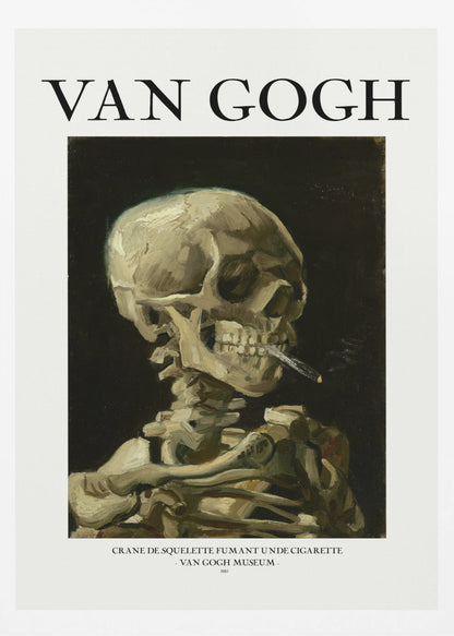Head of a skeleton with a burning cigarette - Poster / Art Print