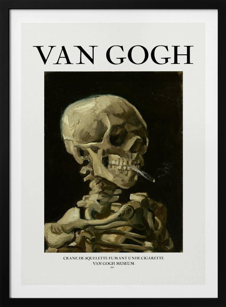 Head of a skeleton with a burning cigarette - Poster / Art Print