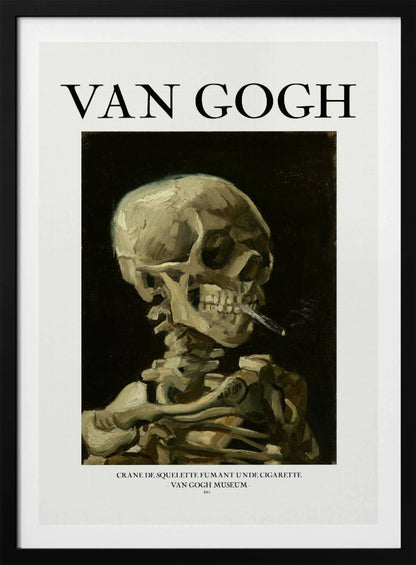 Head of a skeleton with a burning cigarette - Poster / Art Print
