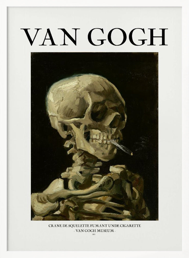 Head of a skeleton with a burning cigarette - Poster / Art Print