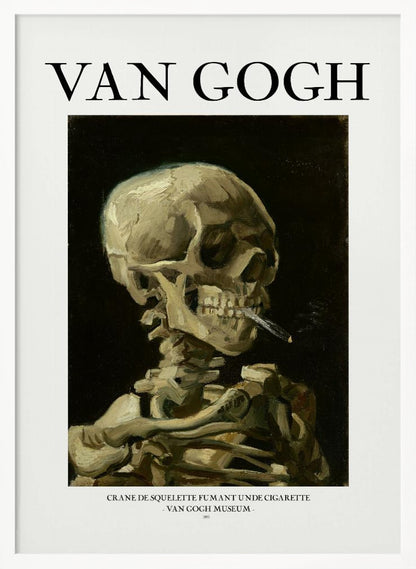 Head of a skeleton with a burning cigarette - Poster / Art Print