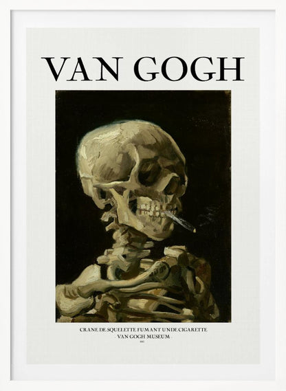 Head of a skeleton with a burning cigarette - Poster / Art Print