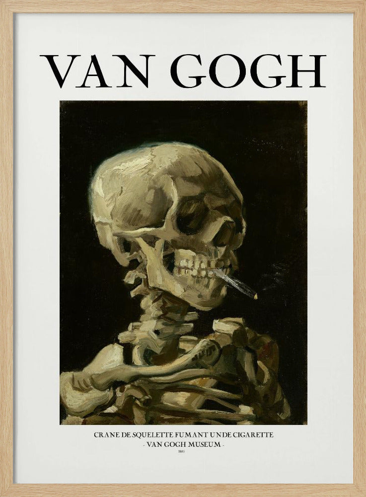 Head of a skeleton with a burning cigarette - Poster / Art Print