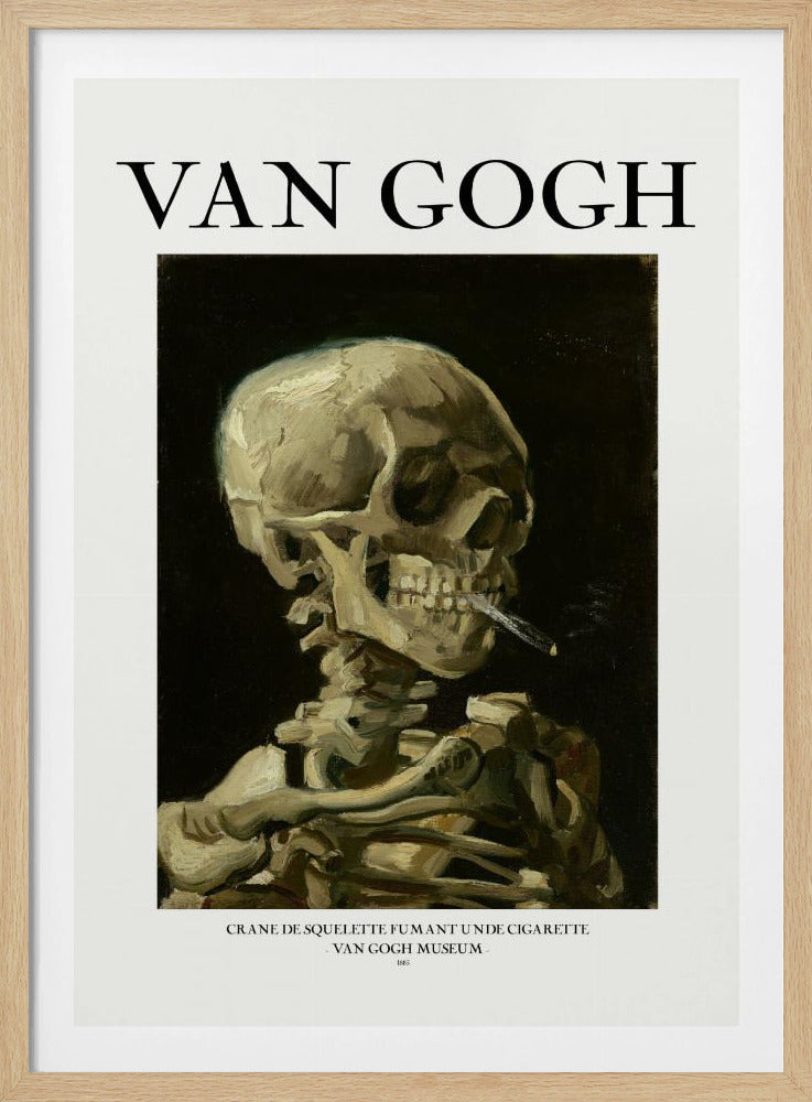 Head of a skeleton with a burning cigarette - Poster / Art Print