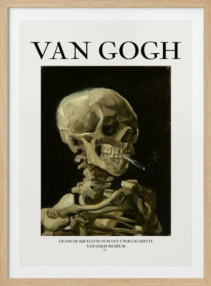 Head of a skeleton with a burning cigarette - Poster / Art Print