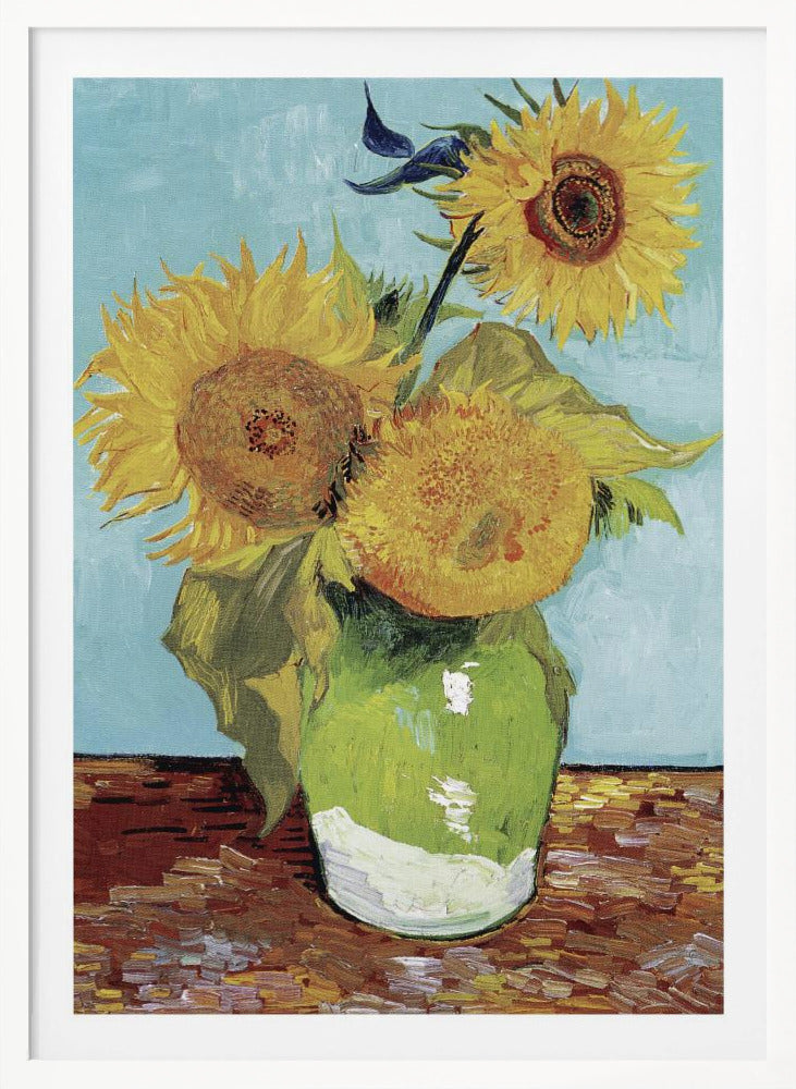 Vase With Three Sunflowers - Poster / Art Print