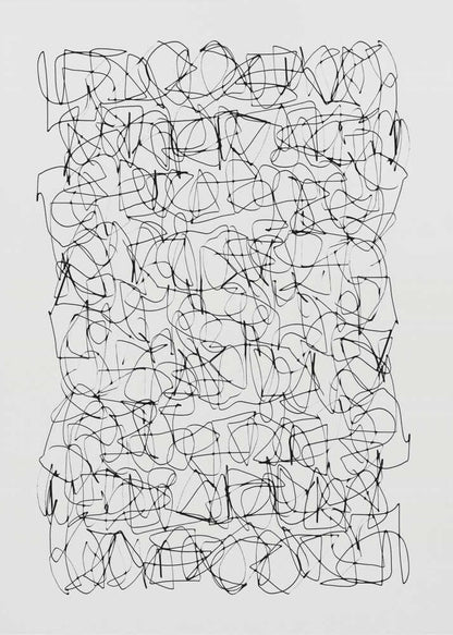 Detailed view of intricate electronic circuitry on a poster, featuring green and blue lines on a dark background.