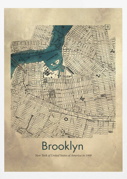 Brooklyn karta - Poster / Art Print