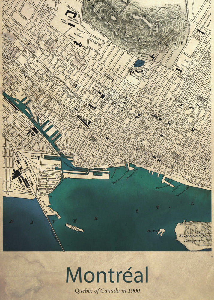 Montreal karta - Poster / Art Print