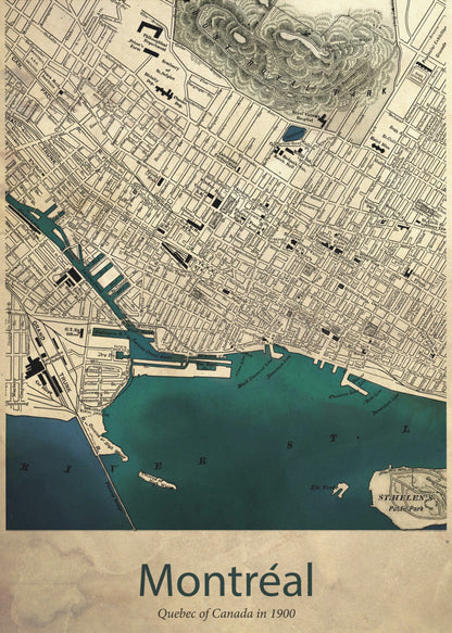 Montreal karta - Poster / Art Print