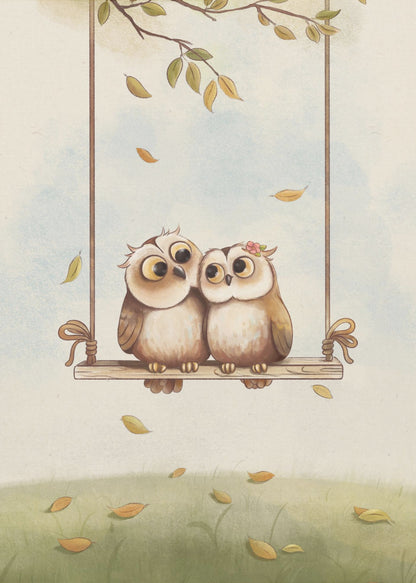 Owls in love - Poster / Art Print