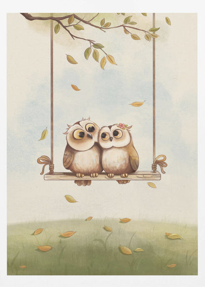 Owls in love - Poster / Art Print