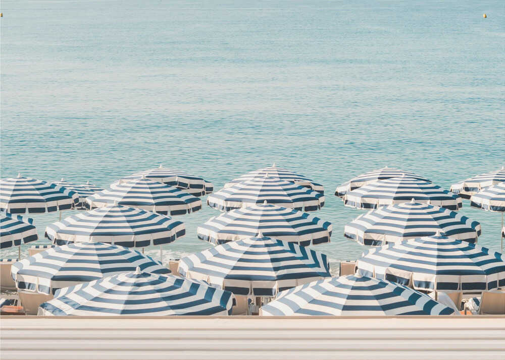 Striped Beach Umbrellas - Poster / Art Print