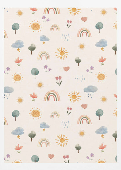 Seasonal Stickers Pattern - Poster / Art Print
