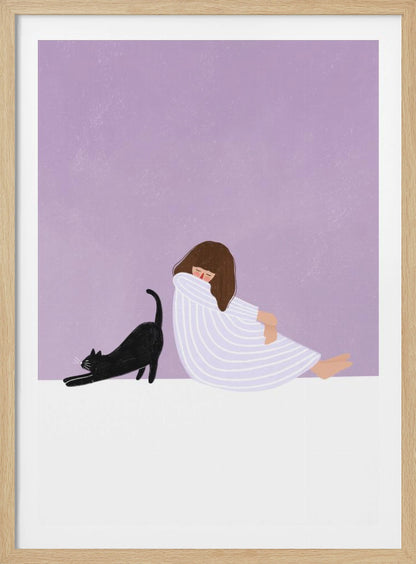 Girl and Cat - Poster / Art Print