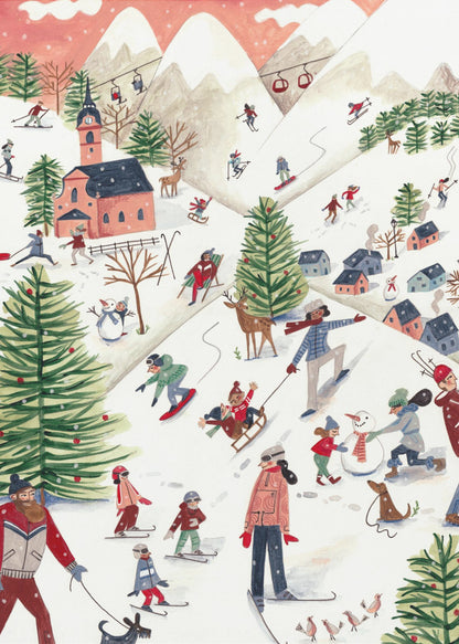Mountain landscape with houses in the snow - Poster / Art Print