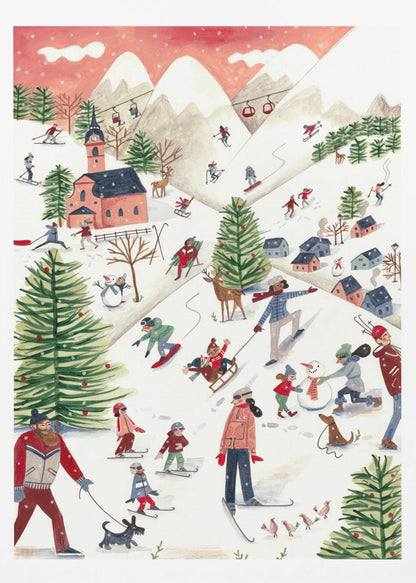 Mountain landscape with houses in the snow - Poster / Art Print