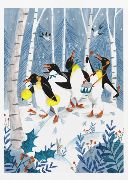 Penguins make music in the forest - Poster / Art Print