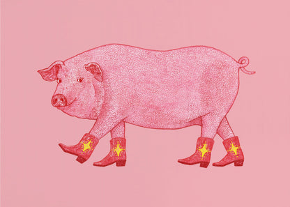 Marjorie the Cowgirl Pig - Poster / Art Print
