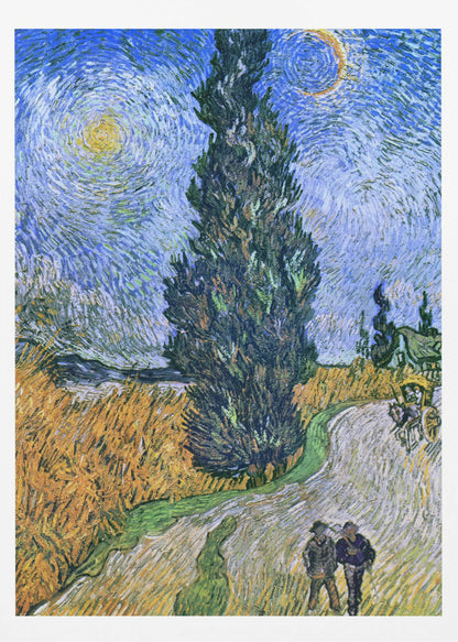 Vincent Van Gogh's Road With Cypress and Star 1890 - Poster / Art Print