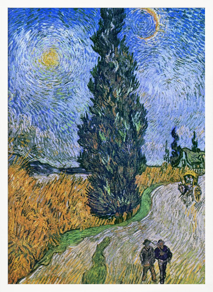 Vincent Van Gogh's Road With Cypress and Star 1890 - Poster / Art Print