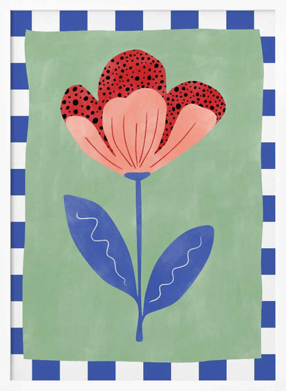 Stylized Flower With Red Petals And Black Dots - Poster / Art Print