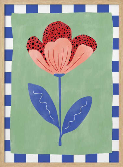 Stylized Flower With Red Petals And Black Dots - Poster / Art Print