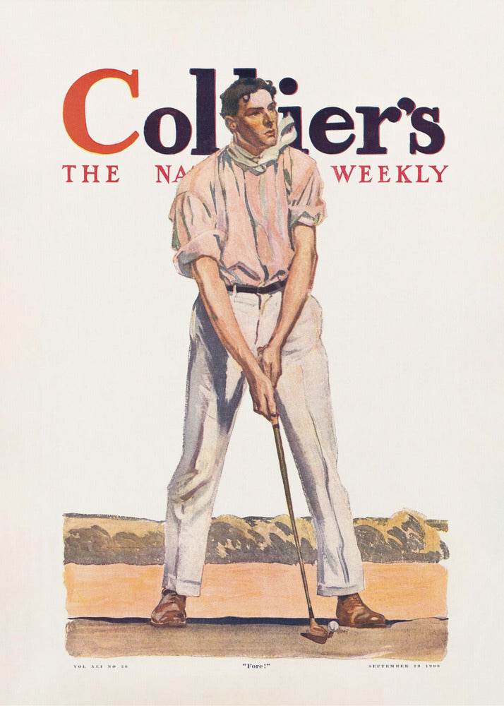 Collier's Golf (1908), Vintage Man - Poster / Art Print