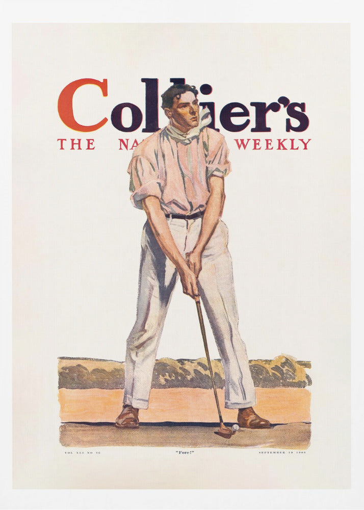 Collier's Golf (1908), Vintage Man - Poster / Art Print