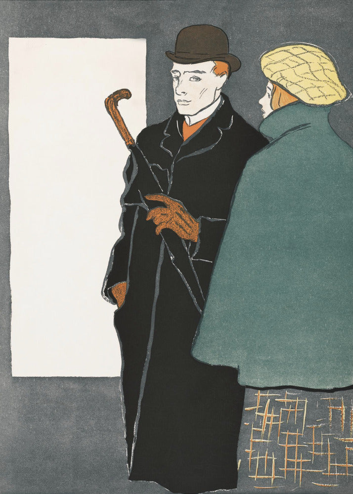 Man With Walking Stick and Woman (1896) - Poster / Art Print
