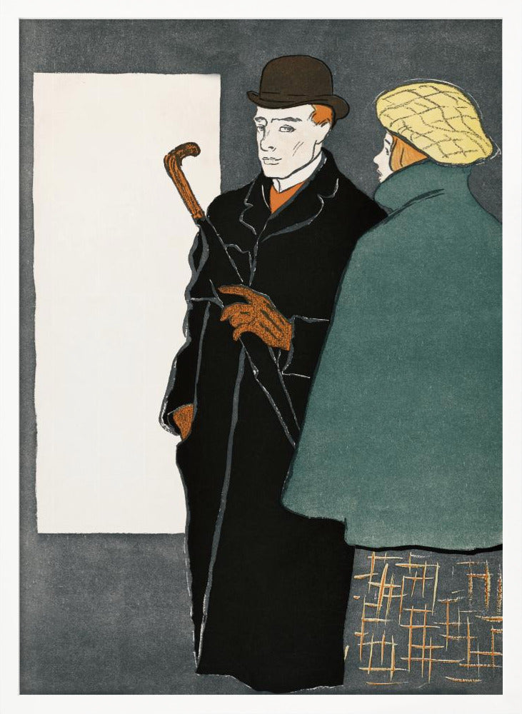Man With Walking Stick and Woman (1896) - Poster / Art Print